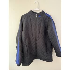 Vintage Adidas Quilted Jacket Womens Size M Black Blue 90s Y2K